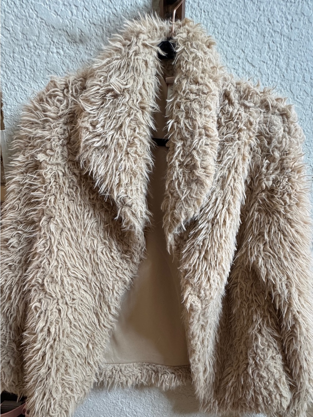 Little Lass Plush Teddy Jacket in Cream